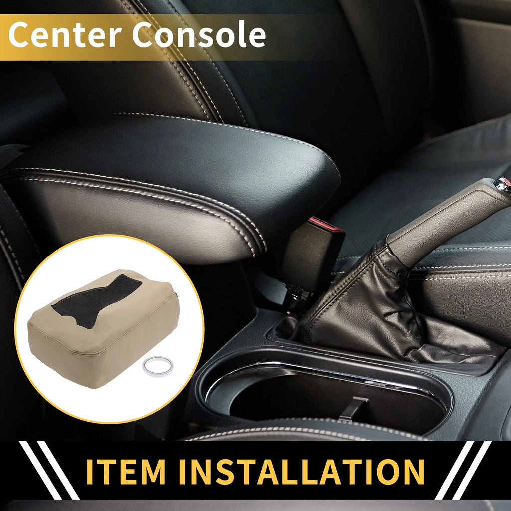 Center Console Cover for Chevrolet (Microfiber Leather, Zipper, Beige)