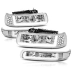 LED DRL Bumper Headlights for Chevy Silverado (1999–2002) - Chrome Housing