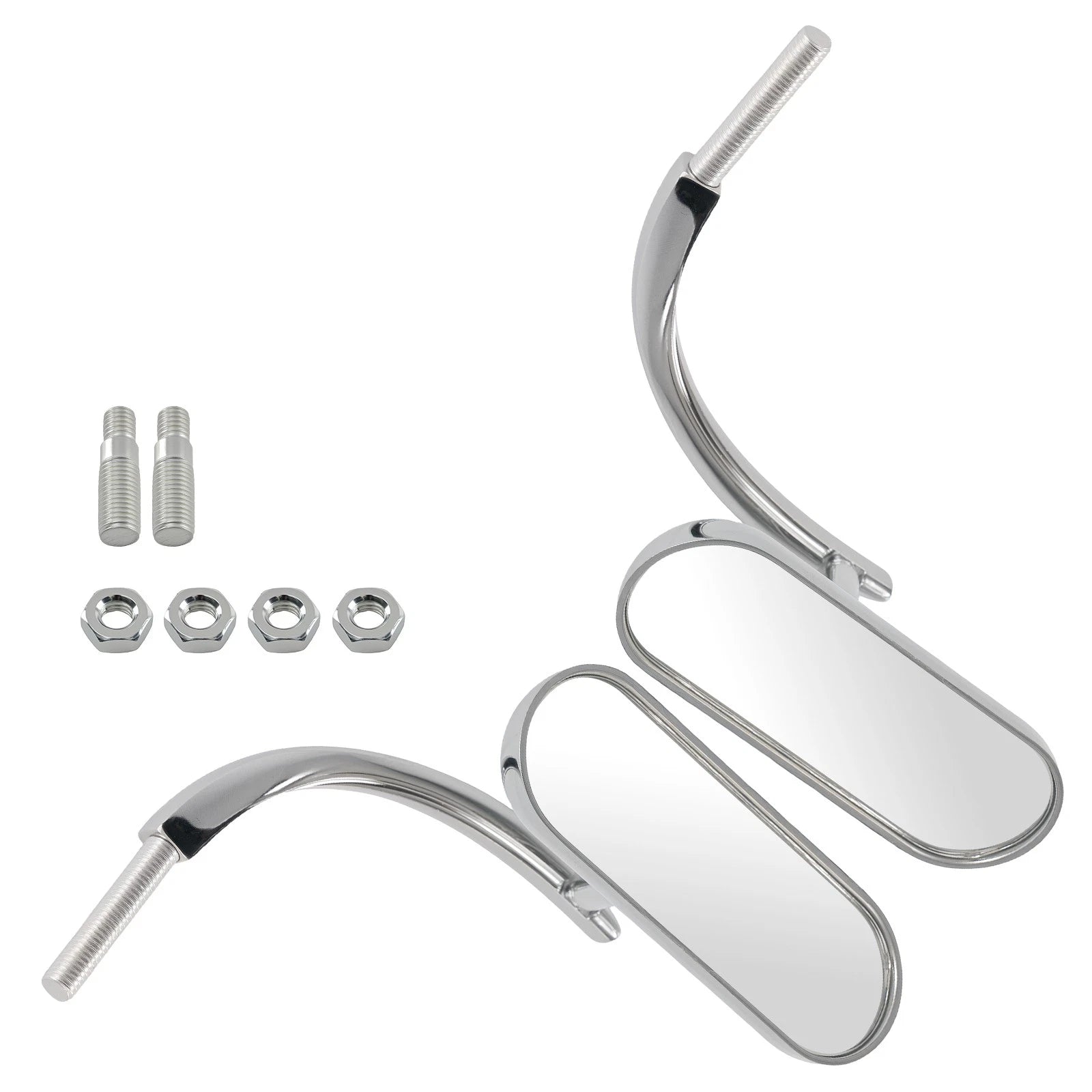 Chrome Motorcycle Mirrors for Harley Dyna/Sportster/Softail (8mm, 10mm)