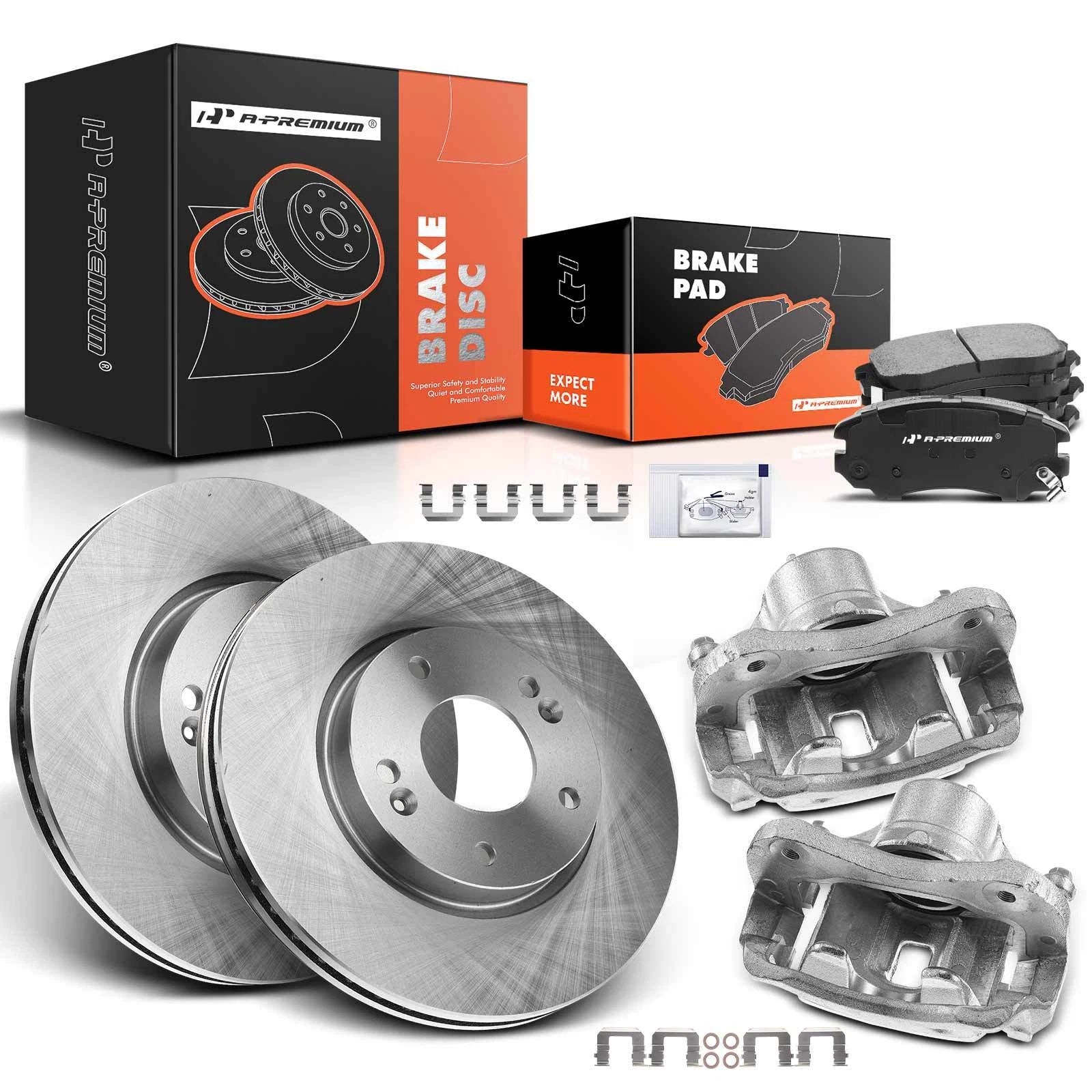 Front Brake Rotor & Pad Set with Caliper for Hyundai Tiburon (2003–2008)