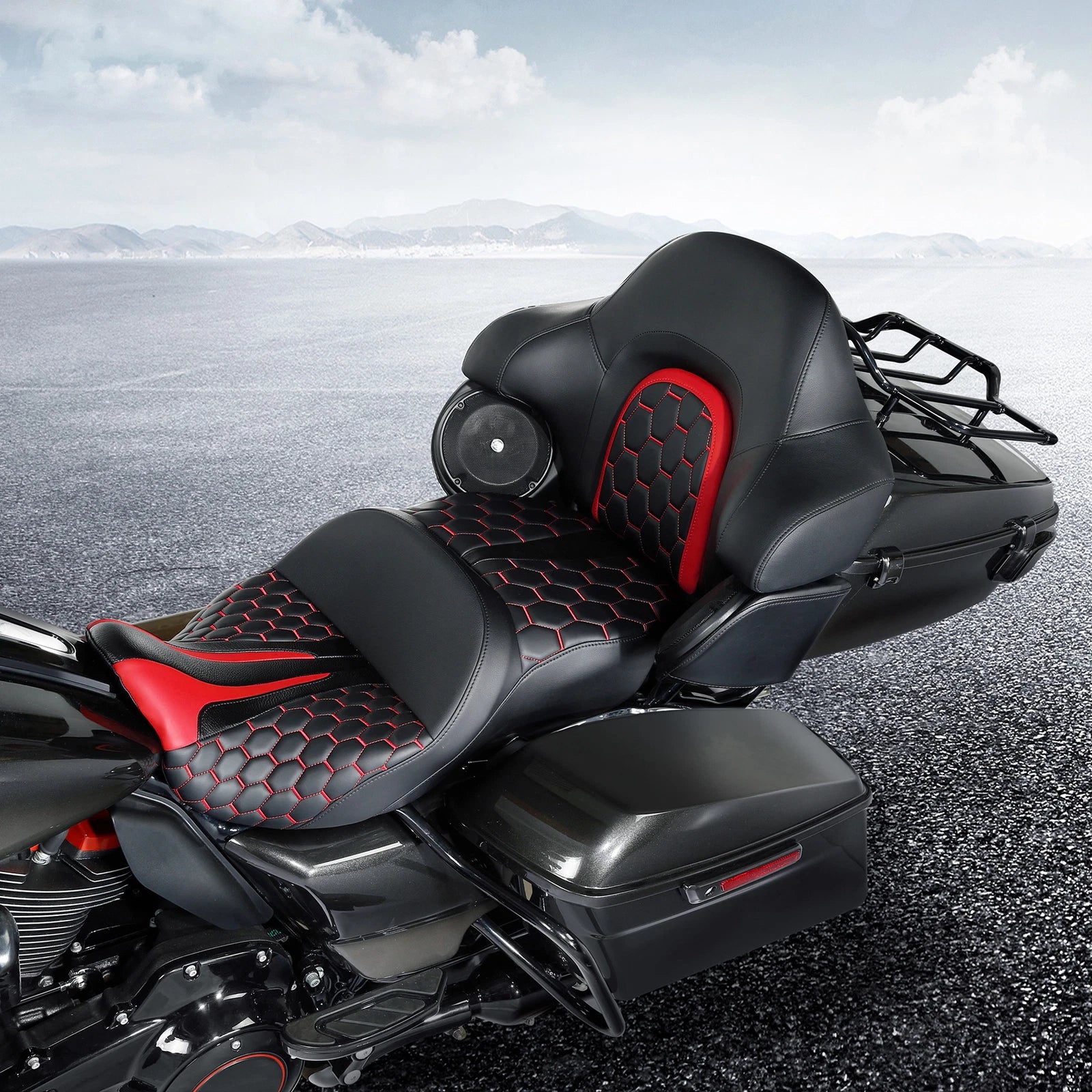 Seat Backrest Pad for Harley Street Glide (2014–2023) Black Red