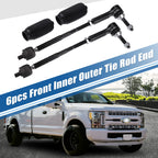 Set of 6 Front Inner Outer Tie Rod End Links for Ford Taurus (2013–2017)