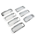 Set of 7 Front Mesh Grille Grill Covers for Jeep Patriot (2011–2017) Chrome ABS