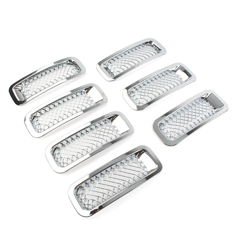 Set of 7 Front Mesh Grille Grill Covers for Jeep Patriot (2011–2017) Chrome ABS