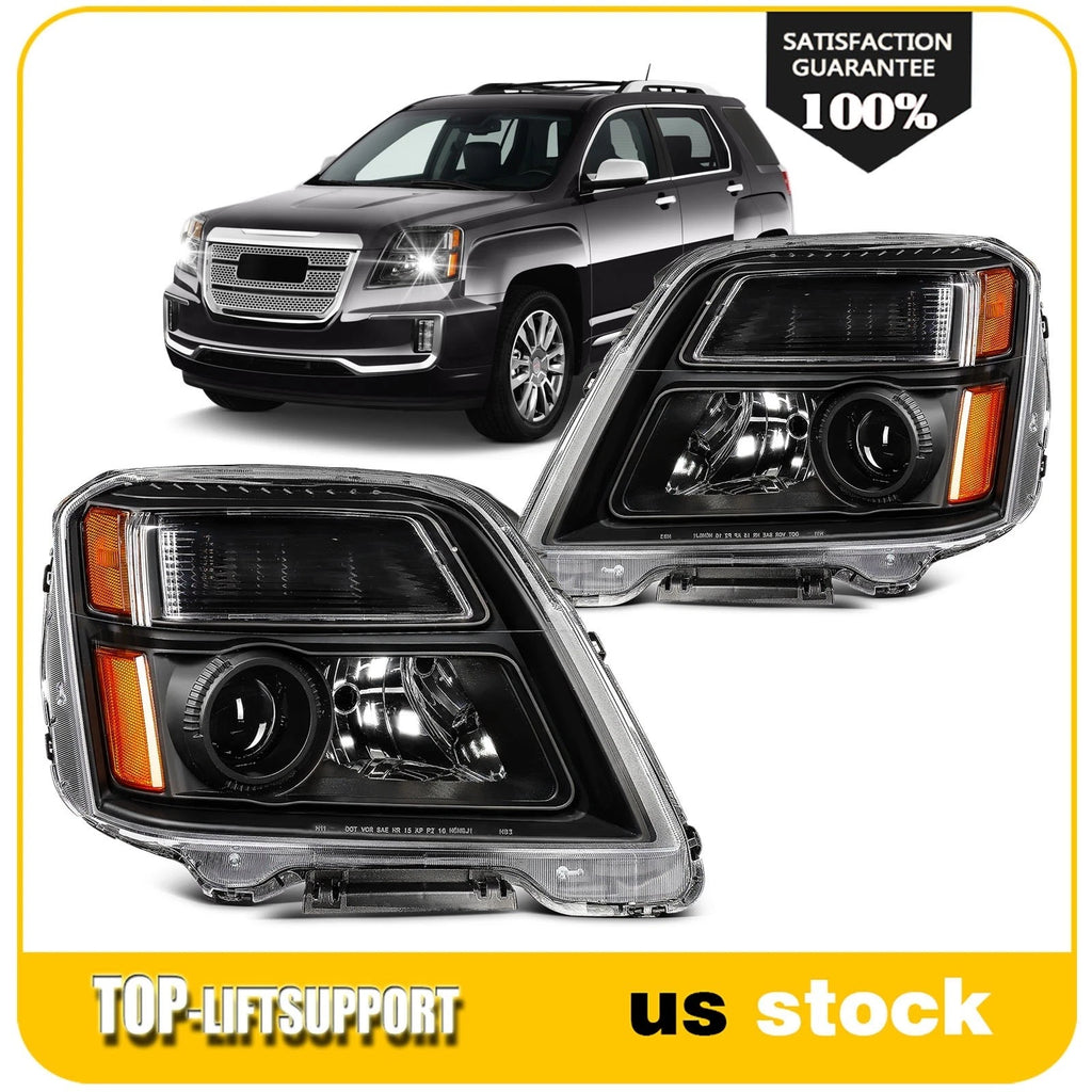 2X Black Headlight Assembly with Projector for GMC Terrain (2010–2015)
