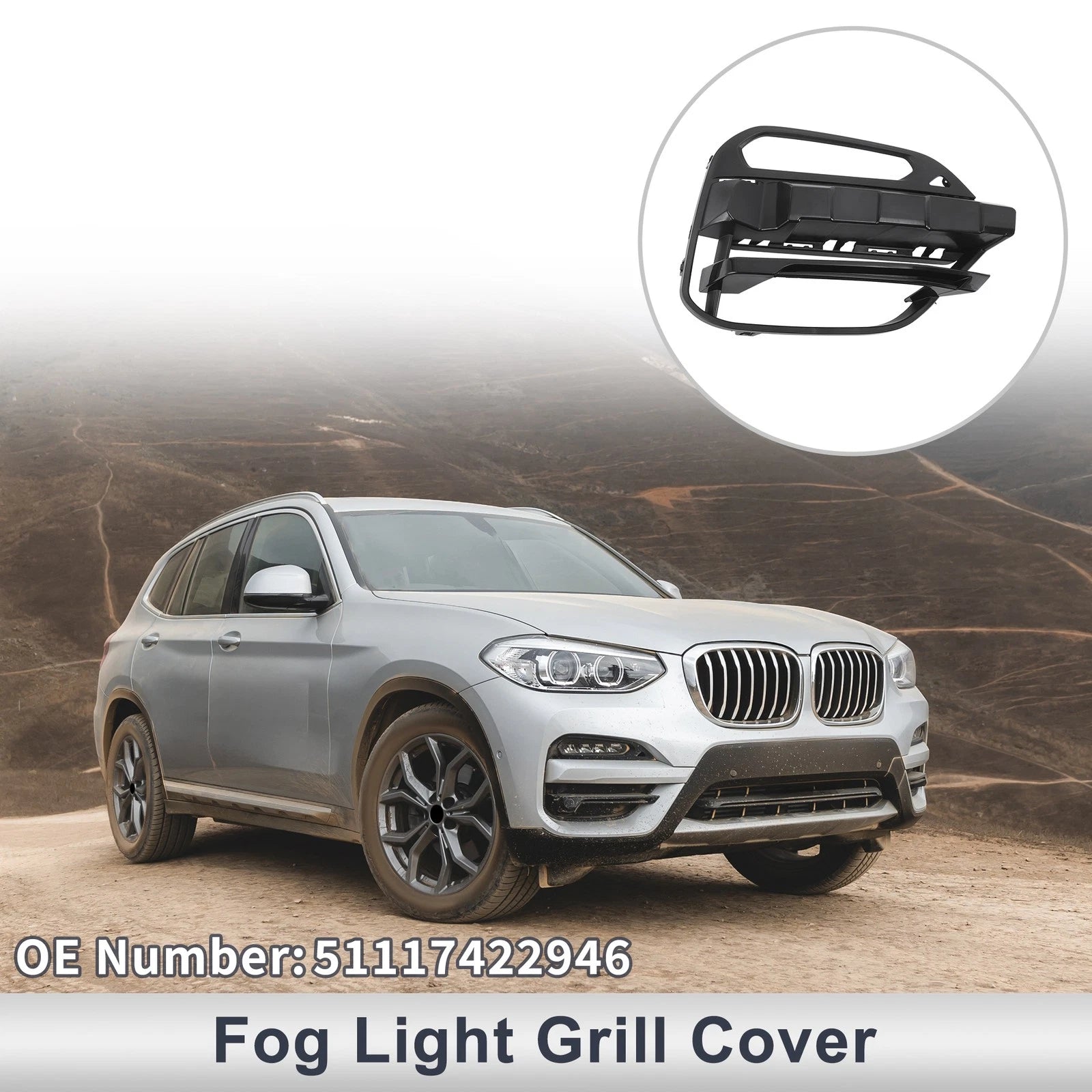 1 Pc Fog Light Grill for BMW X3 (2018–2021) No. 51117422946