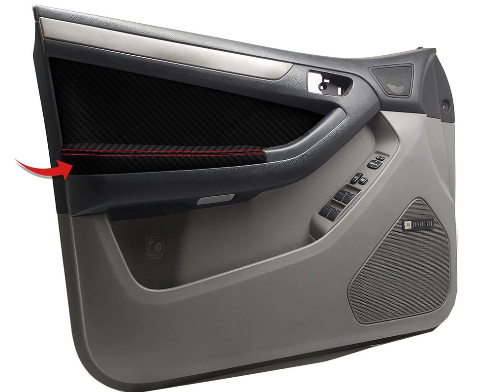 Front Armrest Door Panel for Toyota 4Runner (2003–2009) Red Stitch PVC Carbon