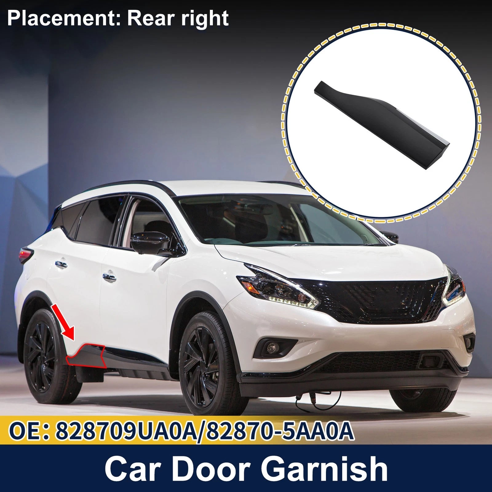 Door Side Lower Trim Rear Right No. 828709UA0A for Nissan Murano (2015–2021)