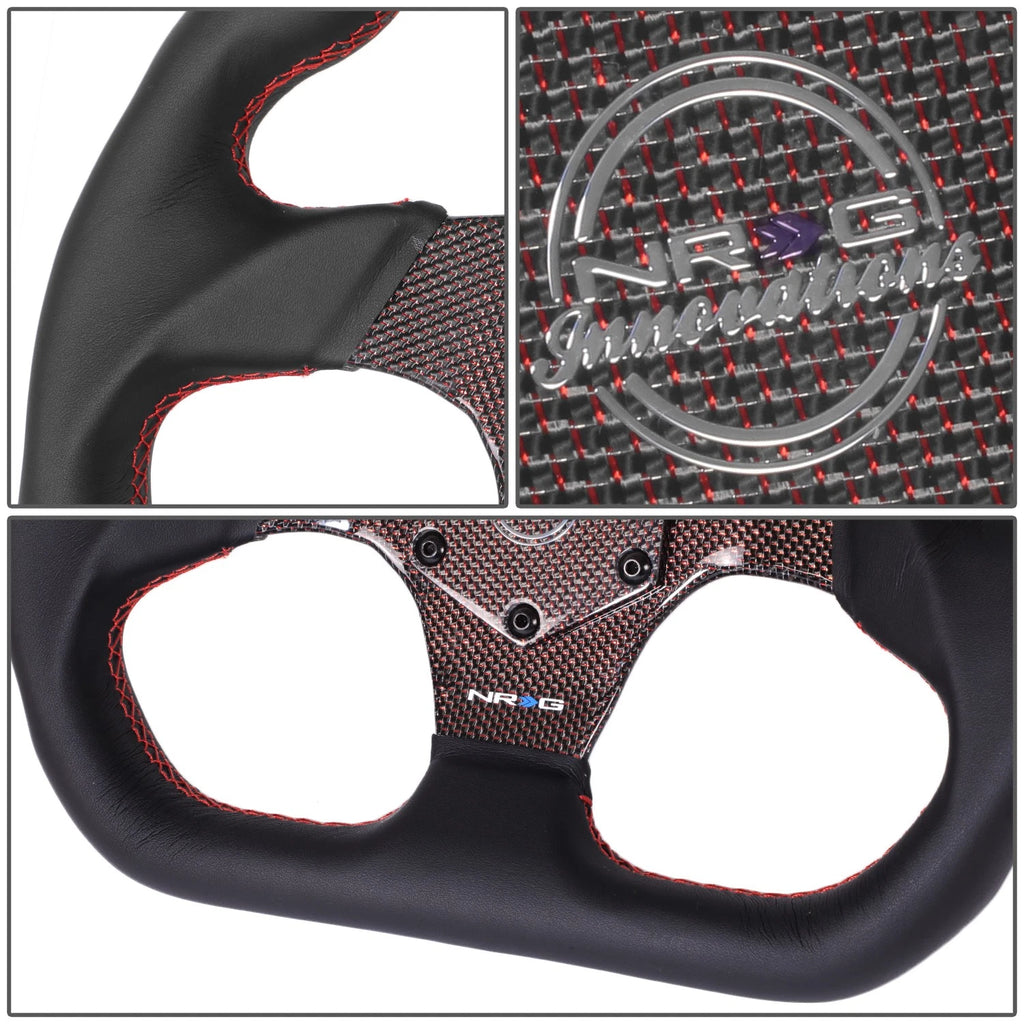 320mm Flat Dish Steering Wheel for NRG 3-Spoke (Flat Bottom, Red Stripe)