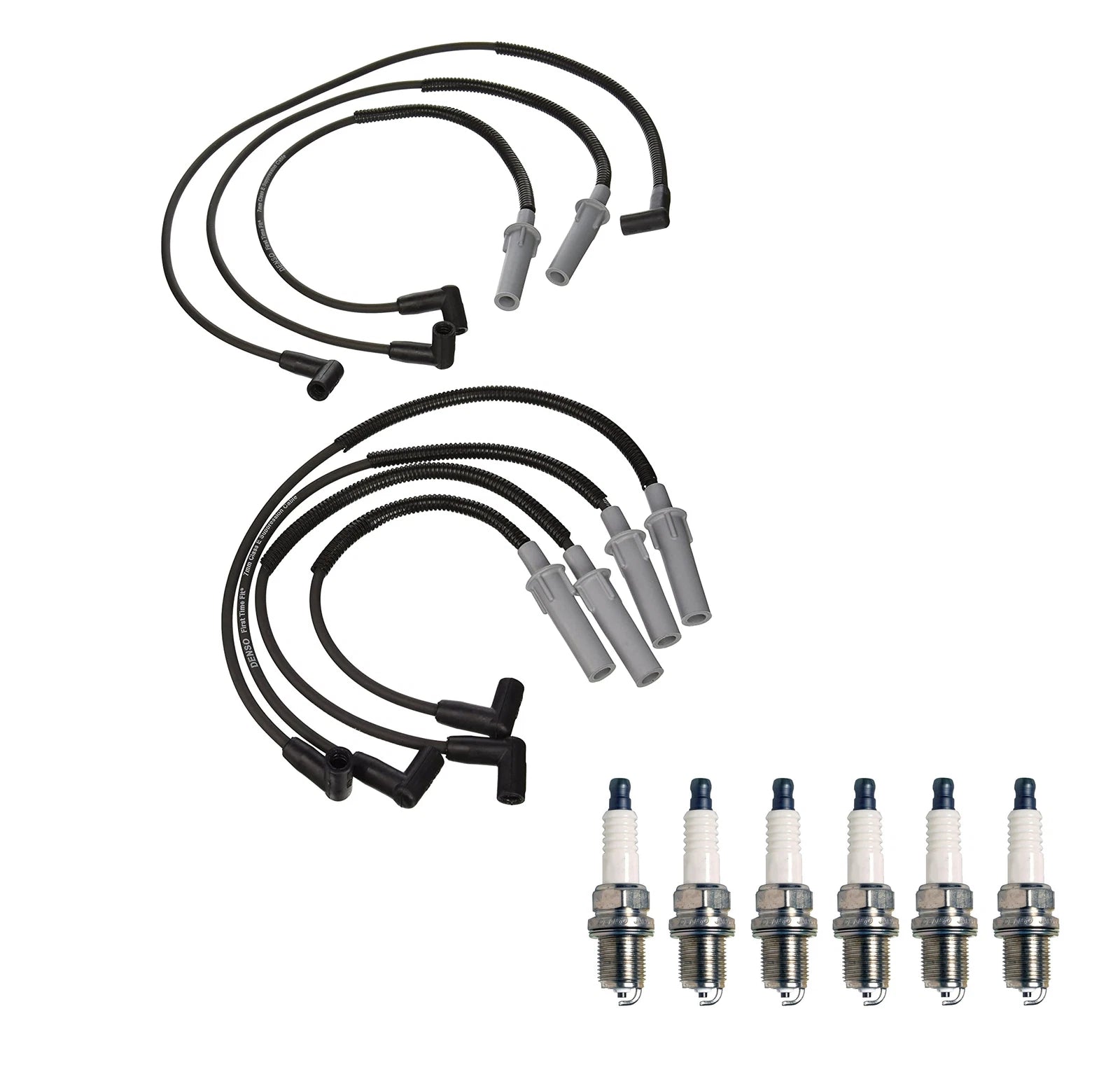 Denso 7mm Wire Set & 6 U-Groove Spark Plugs Kit for Dodge 3.9 V6 (1996–2003)
