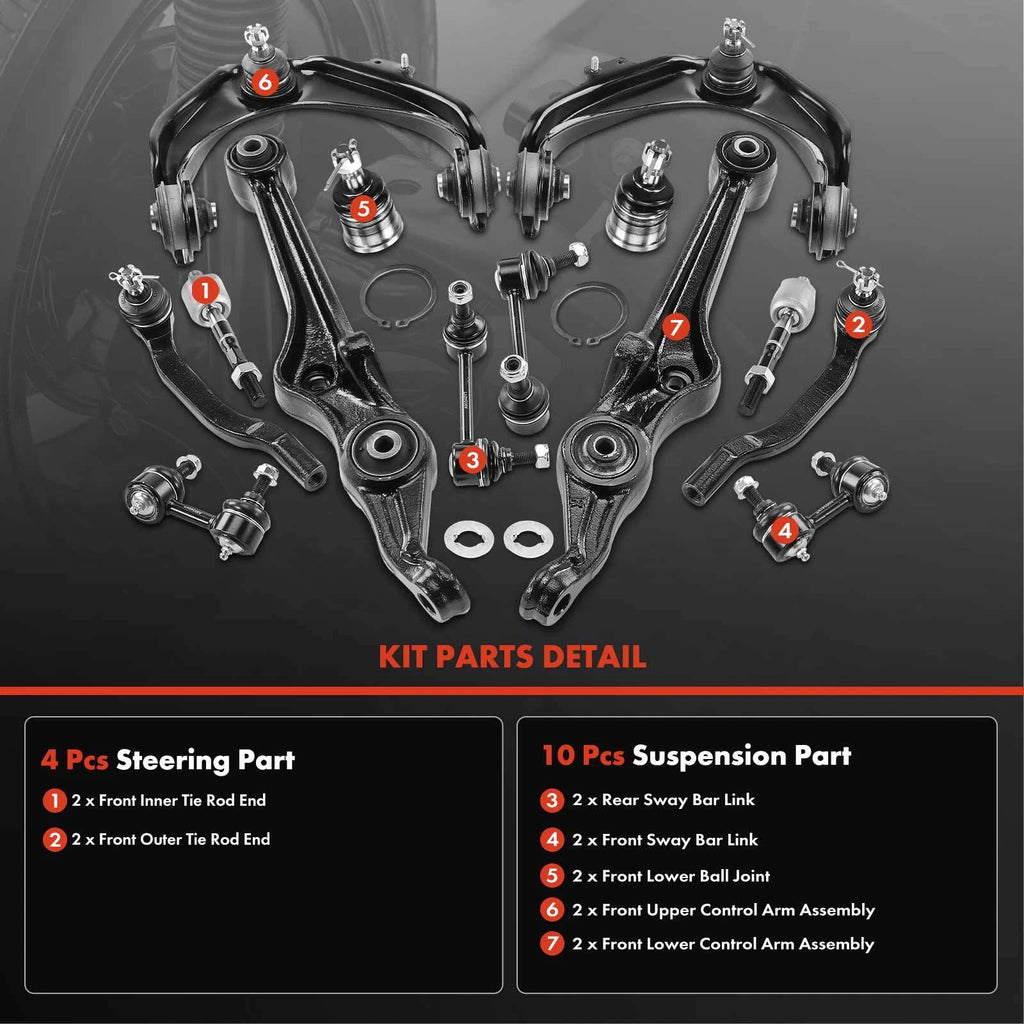 Set of 14 Front Control Arms with Ball Joints for Honda Accord
