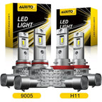 Set of 3 LED Headlight Bulbs 9005 + 9006 + H11 for Hi/Low Beam 6500K 100W