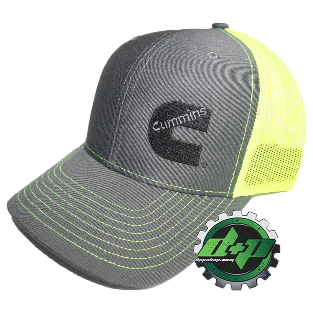 Cummins Trucker Hat Snapback Mesh Safety Yellow Neon