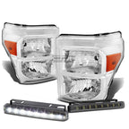 Chrome Housing Head, Bumper, Corner, Smoked LED Fog Light Kit for Ford Super Duty (2011–2016)