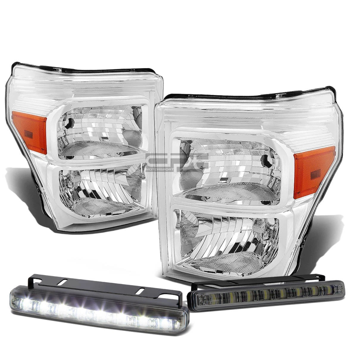 Chrome Housing Head, Bumper, Corner, Smoked LED Fog Light Kit for Ford Super Duty (2011–2016)