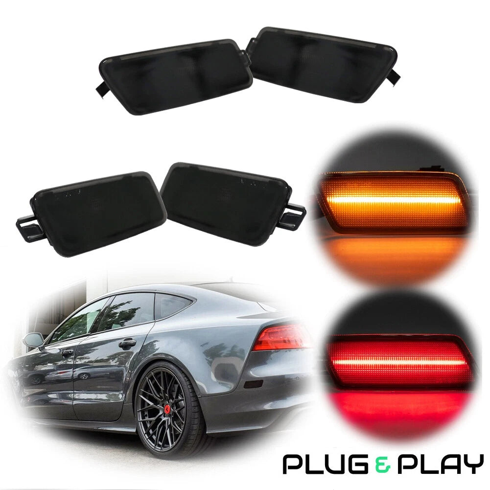 Set of 4 Black Amber & Red LED Side Marker Lights for Audi A7 S7 RS7