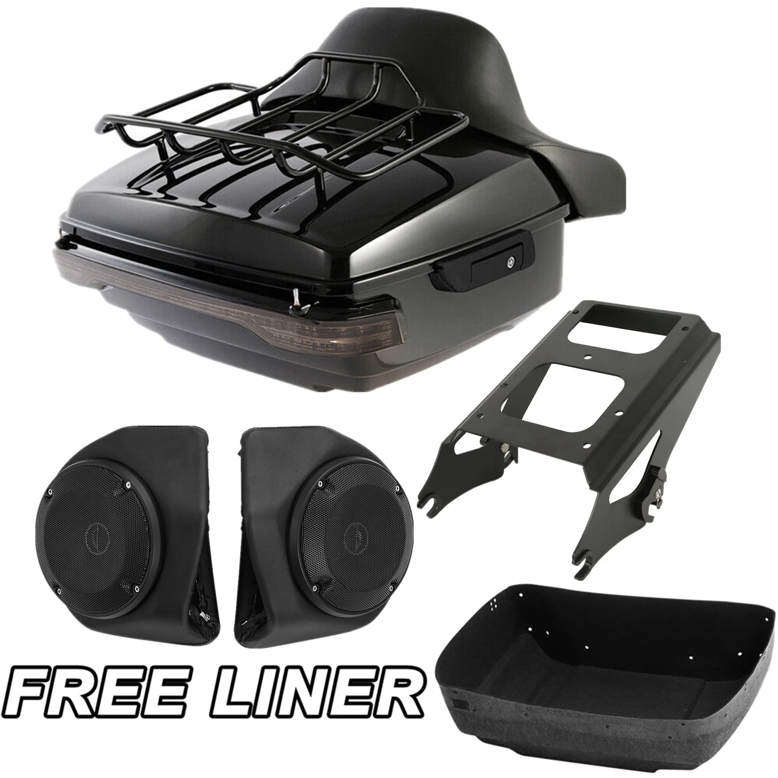 Trunk Mount Rack Light Speakers for Harley Touring FLHT FLHX (2009–2013)