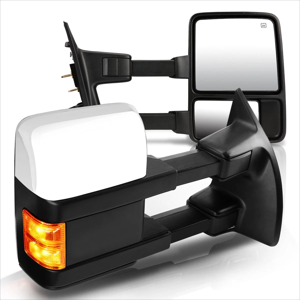 Set of 2 Powered Heated Chrome Towing Mirrors with LED Signal for Ford Super Duty (2008–2016)