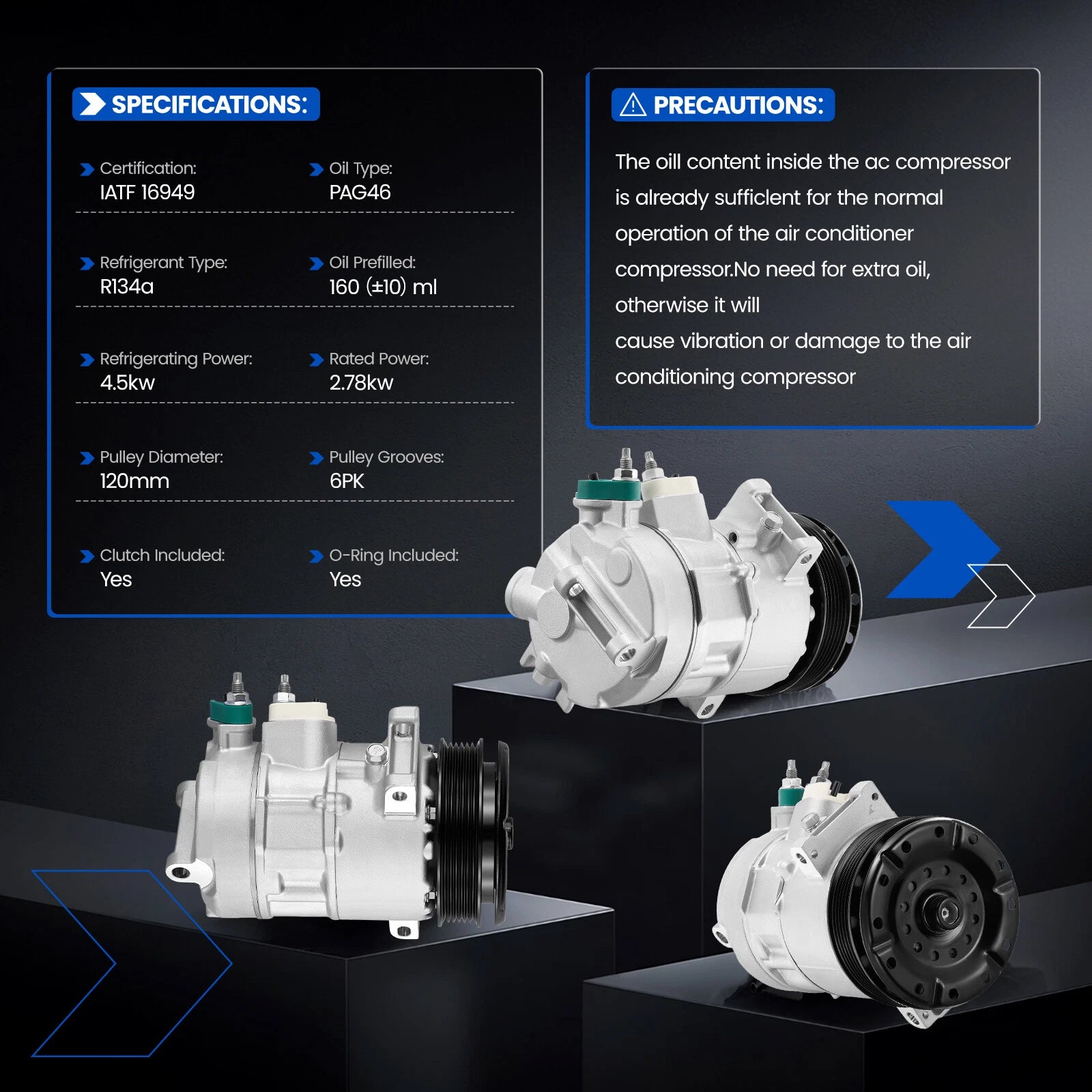 A/C Compressor with Clutch for Chrysler 200 (2011–2014) CO 11267C