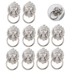 10Pcs Silver Lion Head Door Pull Handle for Cabinet Drawer