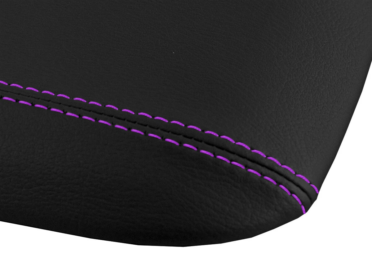 Leather Console Lid Armrest Cover for Ford Mustang (2005–2009) Purple Stitch