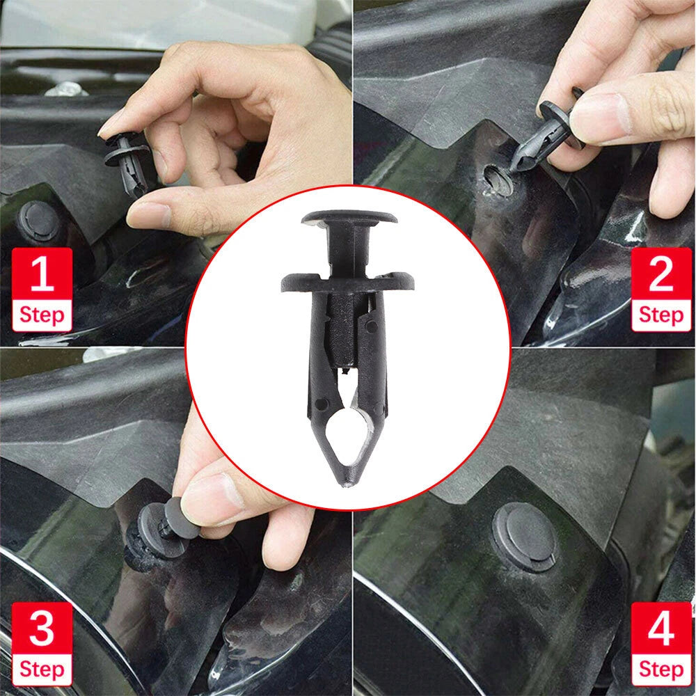 Set of 100 Plastic Rivets for Car Fender Bumper Clips (Universal)