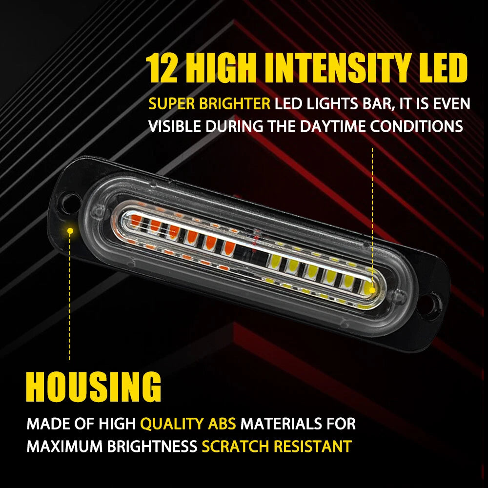 Set of 4 LED White Amber Strobe Lights for SUV Pickup