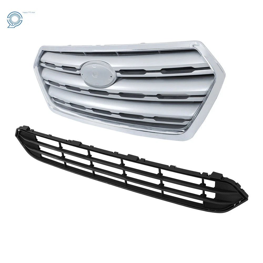2PC Black Chrome Grille Set for Subaru Outback (2015-2017)