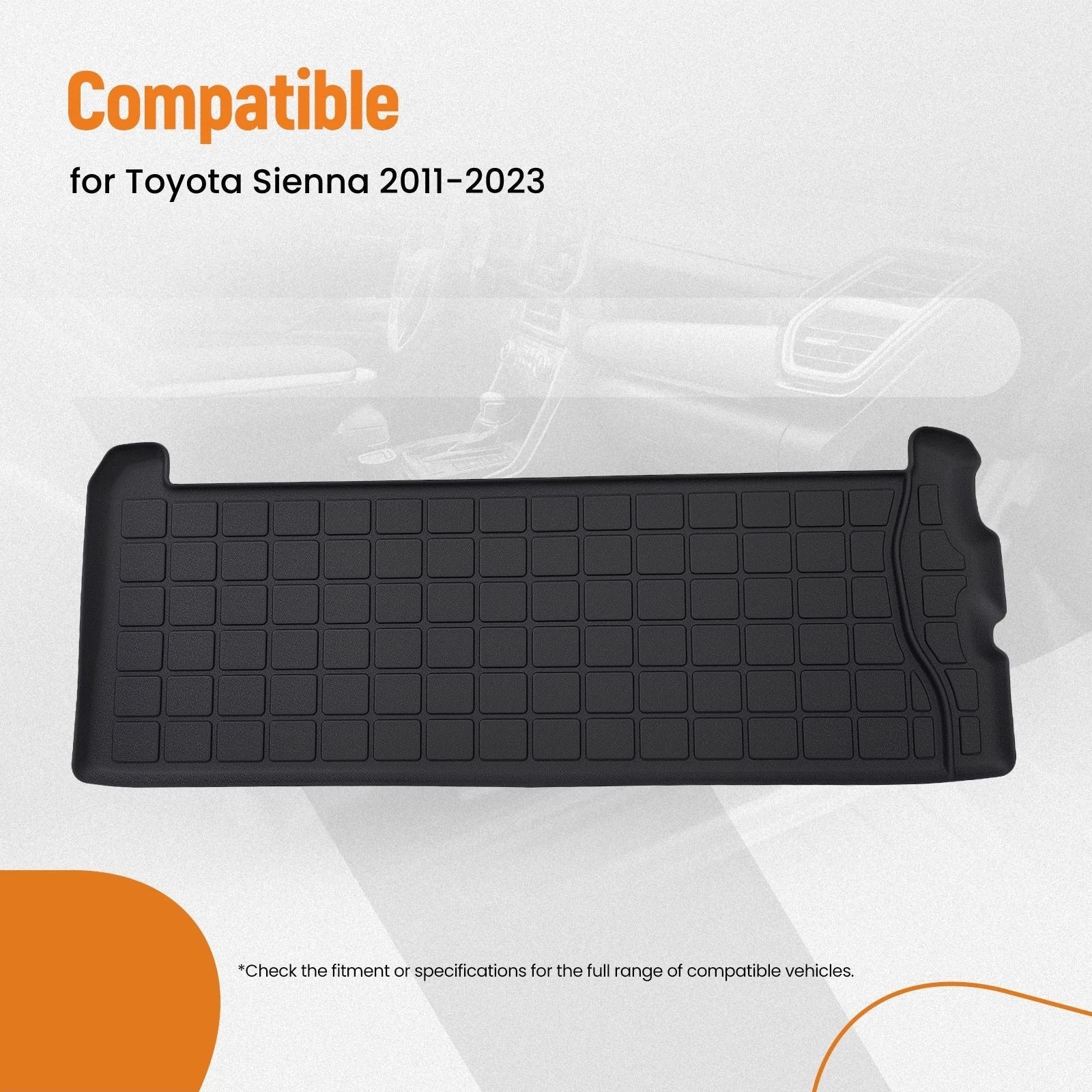 Trunk Mat for Toyota Sienna (2011–2023) Waterproof Anti-Slip TPE Cargo Liner