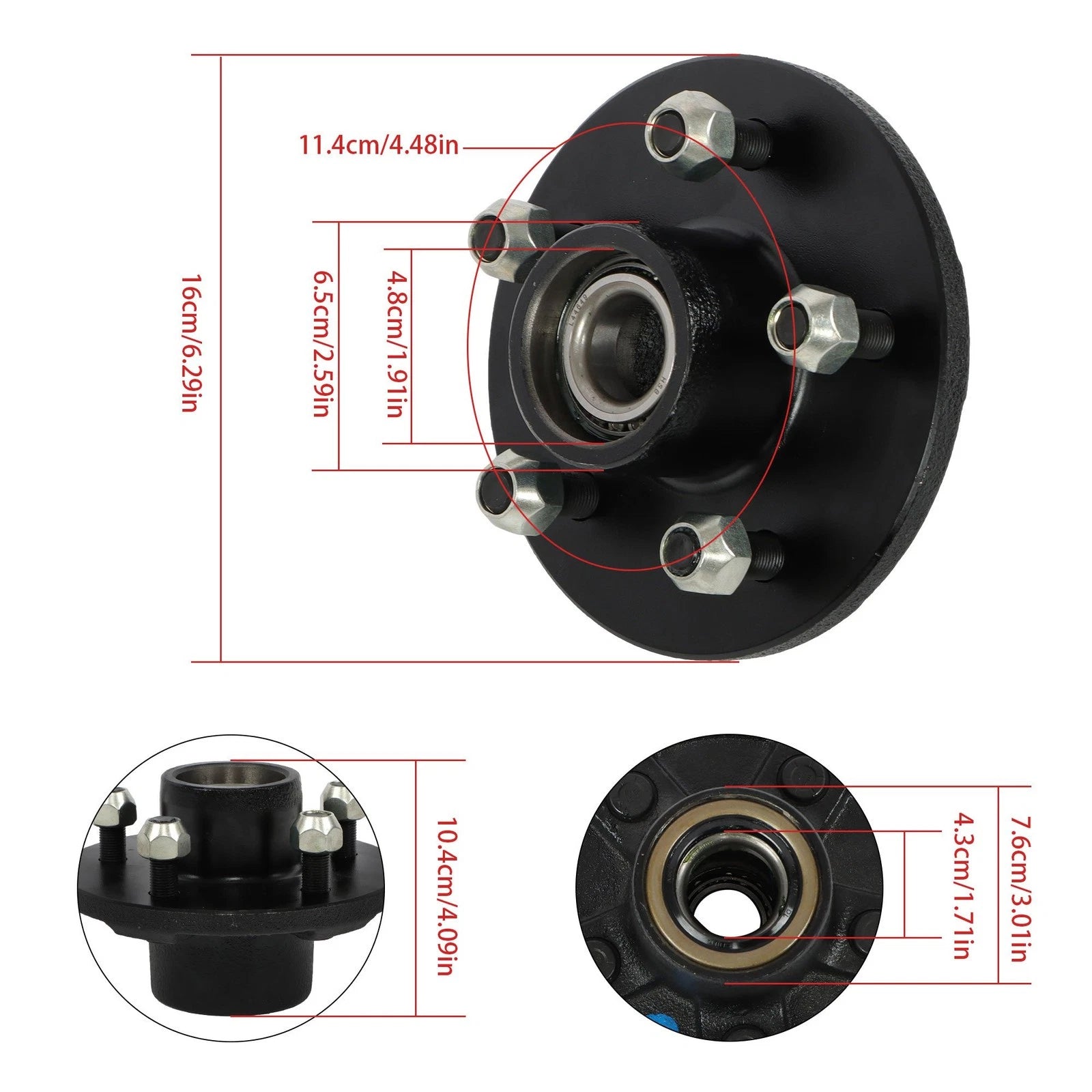 Set of 4 Lug Trailer Idler Hub Kit 5 x 4.5 for 3500 lbs #84 Spindle