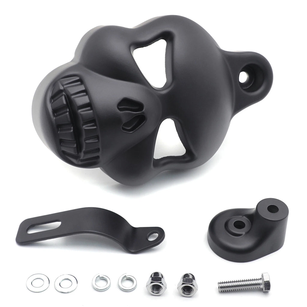 Black Skull Horn Cover for Harley Big Twins V-Rods (1992–2020)