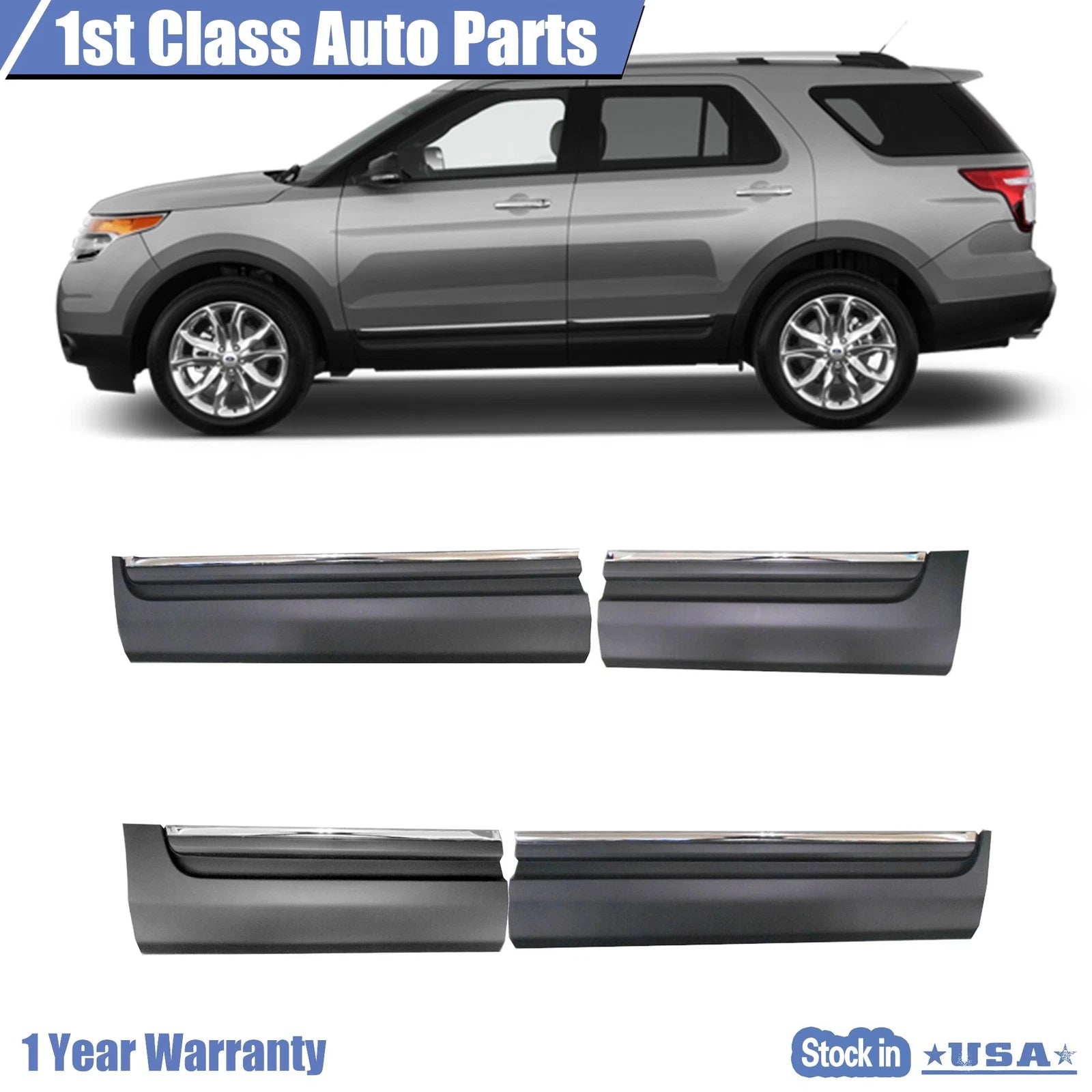 Set of 4 Door Lower Molding Trim for Ford Explorer (2011–2015)