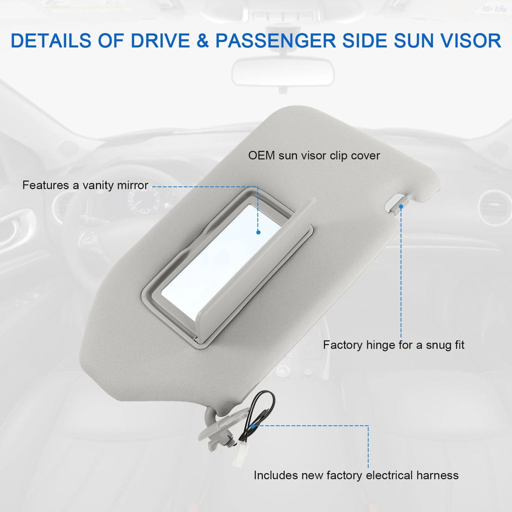 Tan Sun Visor Pair with Lamp for Nissan Pathfinder (2013-2018)