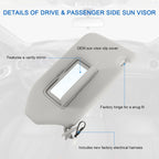Tan Sun Visor Pair with Lamp for Nissan Pathfinder (2013-2018)