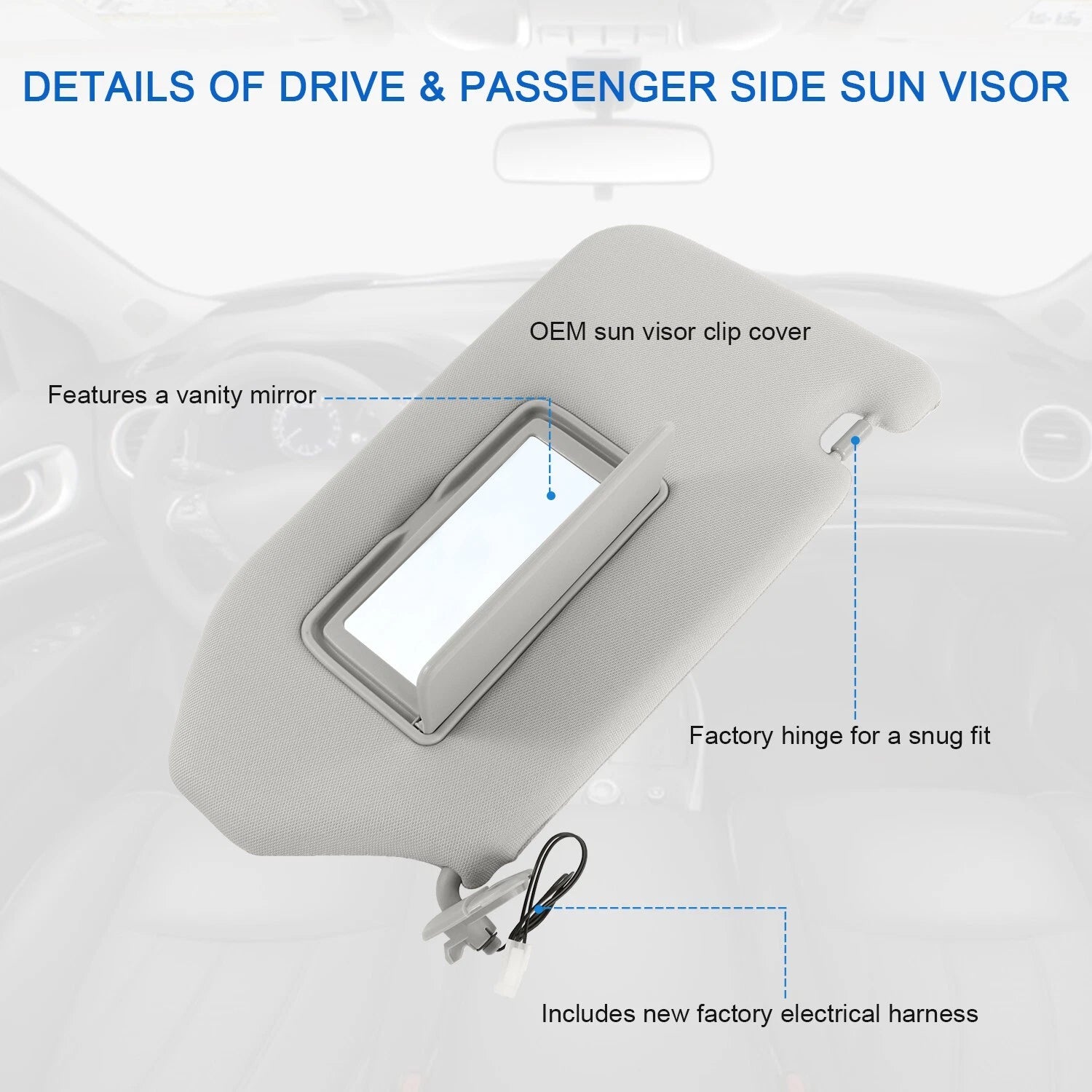 Tan Sun Visor Pair with Lamp for Nissan Pathfinder (2013-2018)