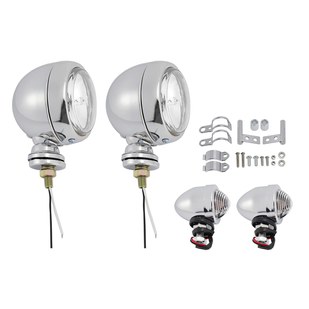 D19 Motorcycle Spotlight Headlight Fog Beam Chrome for Motorcycle Scooter