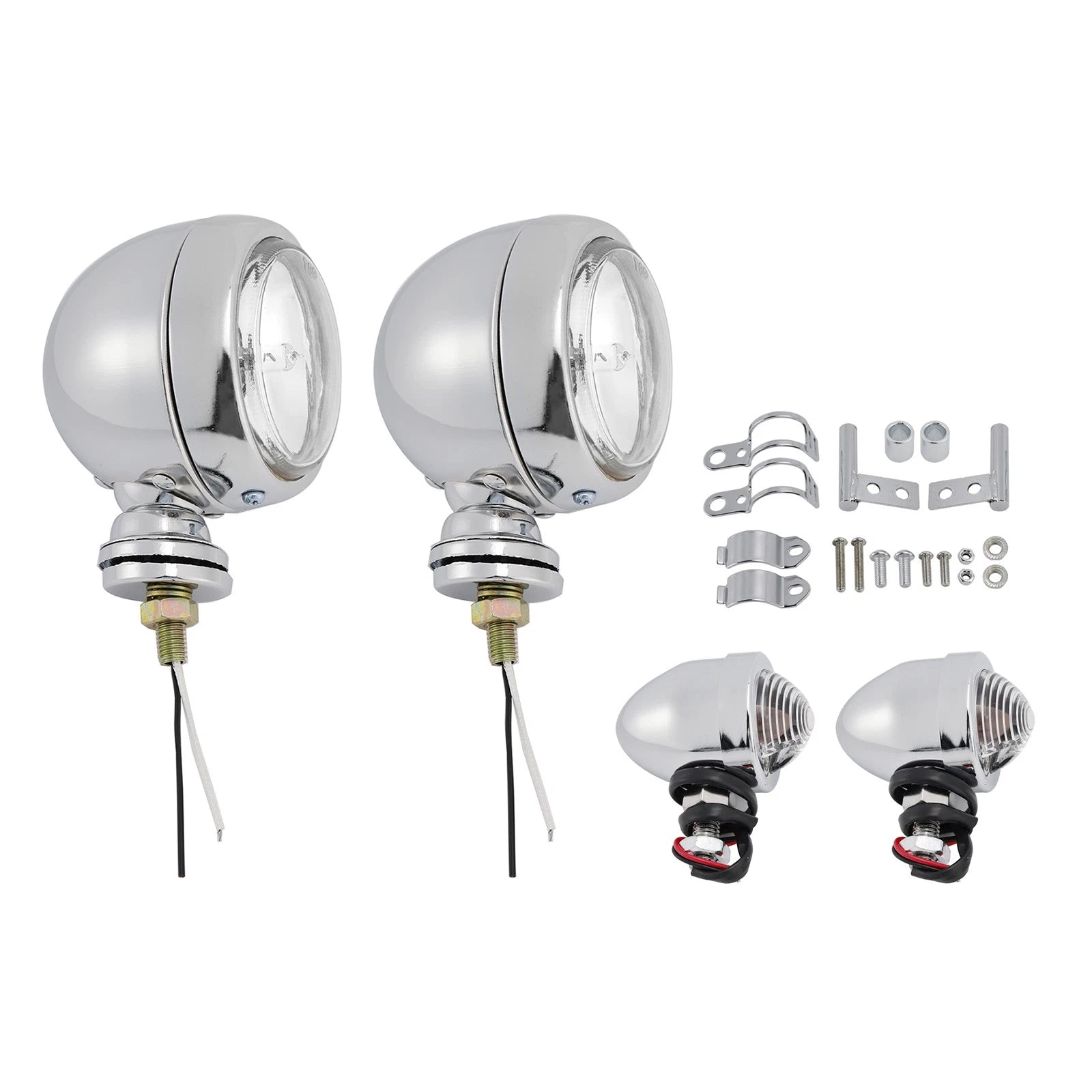 D19 Motorcycle Spotlight Headlight Fog Beam Chrome for Motorcycle Scooter