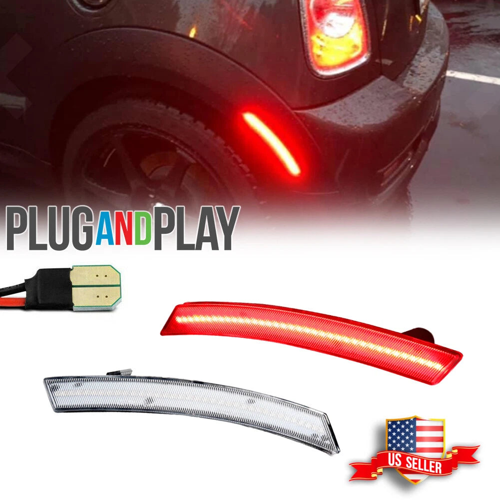 2X Clear LED Rear Side Marker Lights for Mini Cooper R50 R52 R53 (2002–2008)