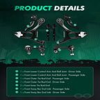 8pcs Front Steering Control Arm Sway Bar Tie Rod End for Honda Civic (2006–2011)