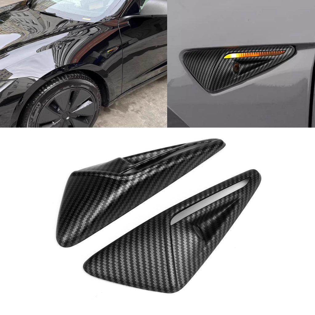 Matte Carbon Fiber ABS Side Camera Decor Cover Trim for Tesla Model 3 & Y (2017–2024)