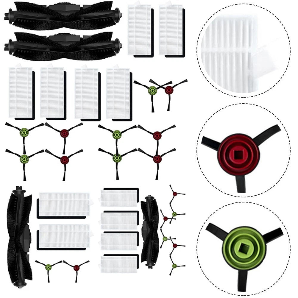 2X Main Brushes, 10X Side Brushes, 6X Filters for