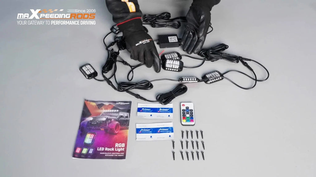 RGB LED Rock Lights for Jeep Truck SUV ATV UTV (8 Pods, Bluetooth Control)