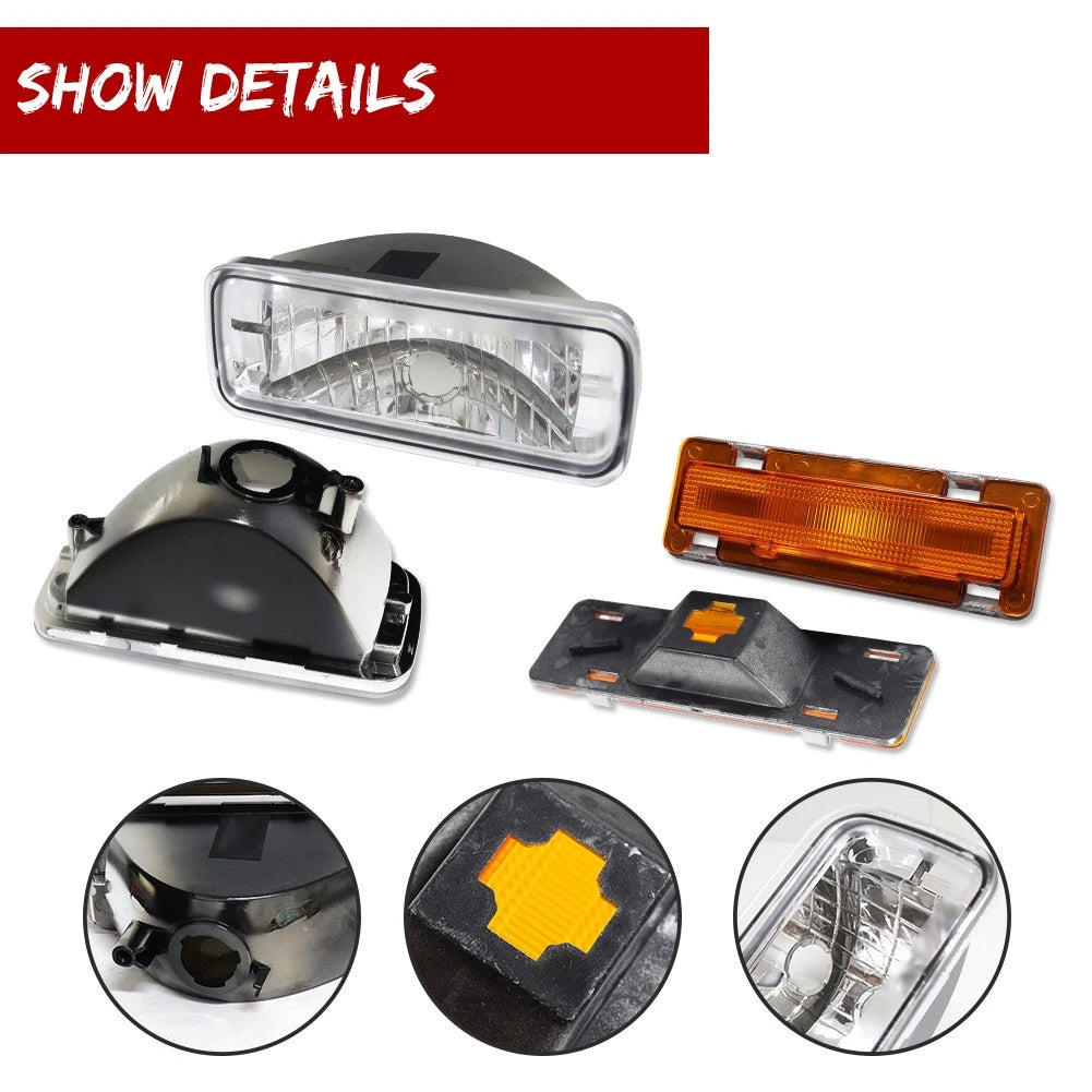 Clear Bumper Turn Signal Light & Amber Side Marker Lights for Chevy Camaro (1985–1992)