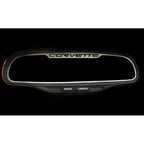 Polished Stainless Rear View Mirror Trim w/'Corvette' for 2005-13 Chevy Corvette