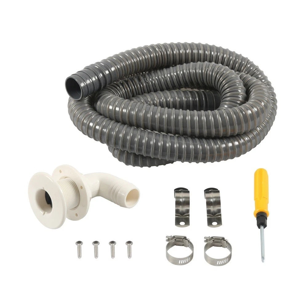 Bilge Drain Kit for Boats (1-1/8 Inch ABS Fitting, 2m PVC Hose)