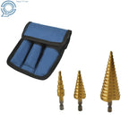 3 Pack HSS Steel Step Cone Drill Bit Set 4-20mm/4-12mm/4-32mm