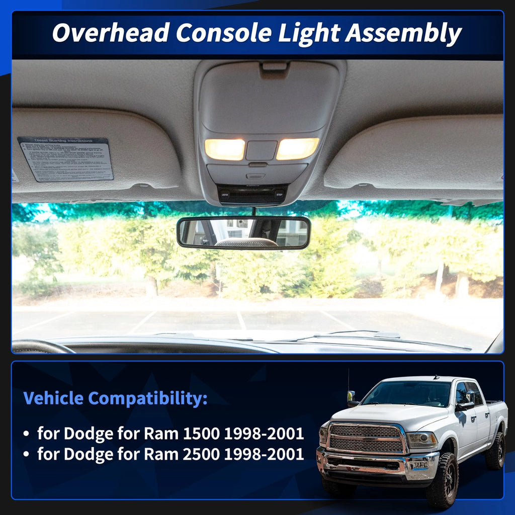Dome Light Overhead Console Assembly for Dodge Ram 1500 2500 (1998–2001) Beige