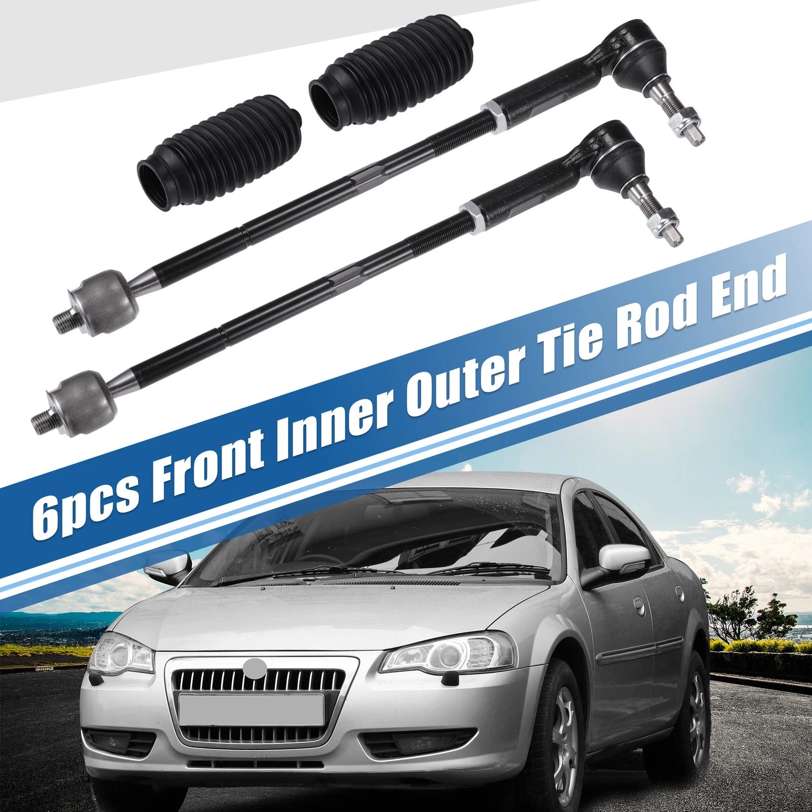 6pcs Front Inner Outer Tie Rod End Link for Chrysler 300 (2005–2023) No. ES800986/EV800963