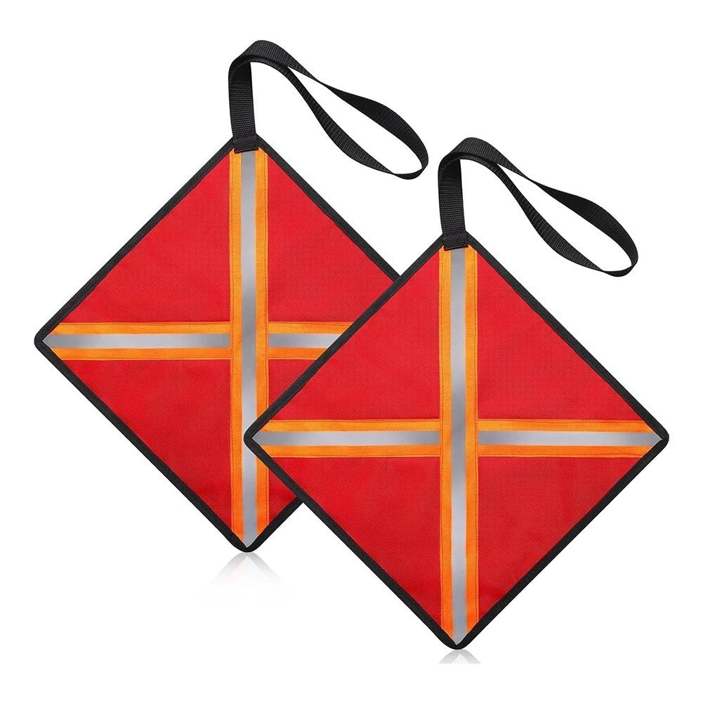 2X Safety Flags for Kayaking Boats Trucks with Reflective Strip 32x32 cm