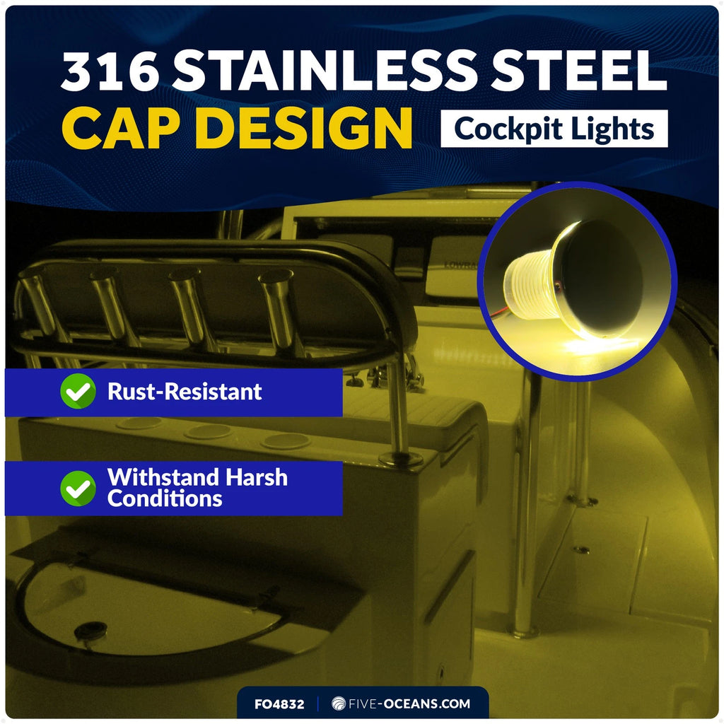Set of 4 LED Courtesy Lights for Five Oceans (1-5/16", IP67, 12V)